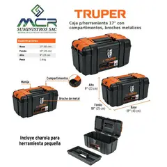 Truper - Caja porta herramientas 17 pulgadas con compartimentos