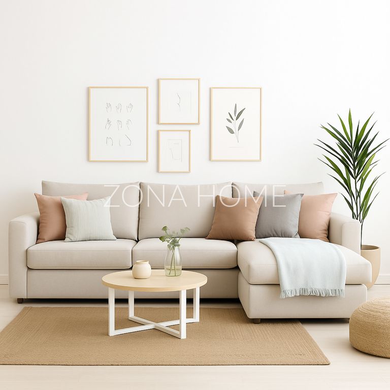 Seccional Cataleya Beige En L Para Sala