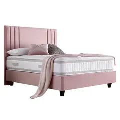 GENERICO - Cama Tapizada Listón Alba Palo Rosa 1.5 Plz