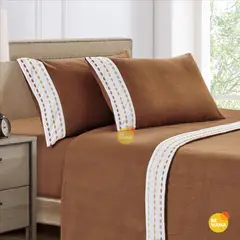 CASATEX - Set de Sabanas Polar Bordada Ultra Suave de 4 Piezas 2 Plazas