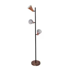 PANADECOR - Lámpara de Pie de 3 Focos Ajustables en Negro y Cobre