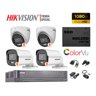 HIKVISION - KIT4 CÁMARAS VIGILANCIA FULLHD AUDIO COLORVUVISION +SSD240GB