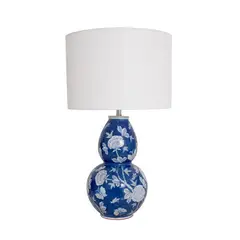 PANADECOR - Lampara De Mesa Cerámica Azul Floral
