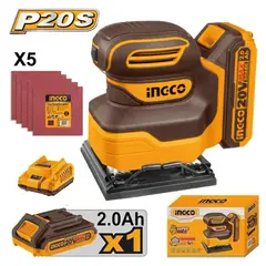 INGCO TOOLS - Lijadora Orbital Ingco 20V + 1 Batería 2.0AH + Cargador CSHSLI20141