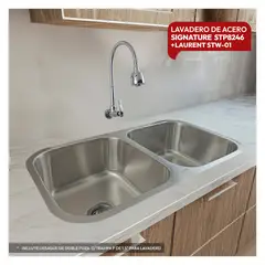 STONE - COMBO DE LAVADERO DE ACERO SIGNATURE STP8246 + GRIFERIA GANSO