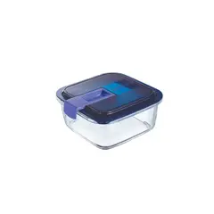 LUMINARC - Taper de vidrio cuadrado 760 ml con Tapa Azul Easy Box Active
