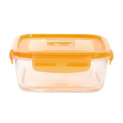 LUMINARC - Taper de vidrio cuadrado 760 ml con Tapa naranja Pure Box Active
