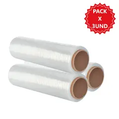 GENERICO - Kit 3 Stretch Film Transparente de embalar - 20 in (50 cm)