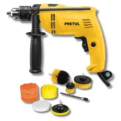 PRETUL - Combo Taladro percutor 550w + Kit de limpieza