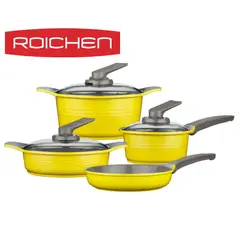 Roichen - Juego de ollas 7 piezas Yellow Energy Natural Roichen