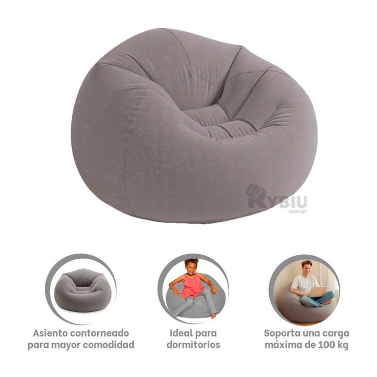 Sofá Puf Para Dormitorio o sala Plomo 107x104x69