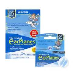GENERICO - Tapones para Dolor de Oído en Avión Adultos (4 pares) - EARPLANES