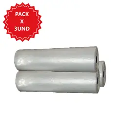 GENERICO - Kit 3 rollos de bolsa transparente alta densidad - 35 x 45cm