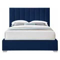 GENERICO - Cama Tapizada Listón Clavel Azul 2 Plazas