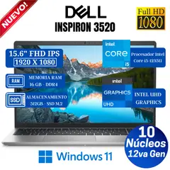 DELL - Laptop Inspiron 3520 15.6" FHD IPS, Core i5-1235U, 12va Gen, Ram 16GB, Ssd 512GB, Win 11