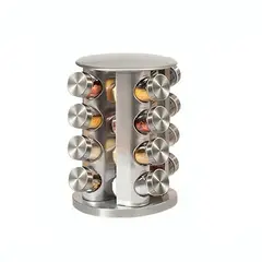 GENERICO - Estante giratorio de acero inoxidable de 16 envases