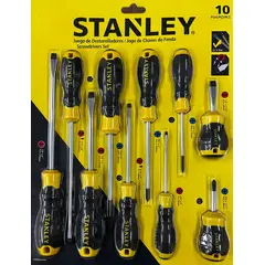 STANLEY - JUEGO 10 PIEZAS DESARMADOR CUSHION GRIP 66-676
