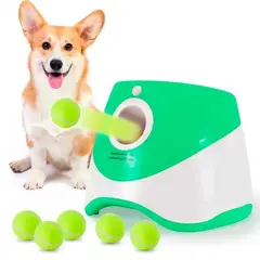 VARIOS - Lanzador Automático de Pelotas para Perros 3 Pelotas Verde