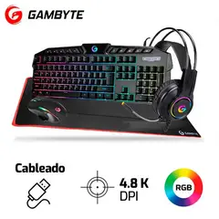 GAMBYTE - Kit 4 En 1 DEATHSTROKE Teclado + Mouse + Audifono + Pad XL