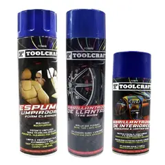 TOOLCRAFT - SET DE LIMPIEZA PARA INTERIORES Y LLANTAS DE AUTO