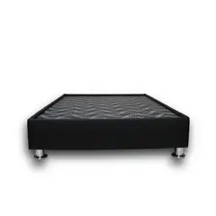 MUEBLES MACRUMO - Box Tarima Premium reforzado y acolchado Queen con encaje - Cuero Negro