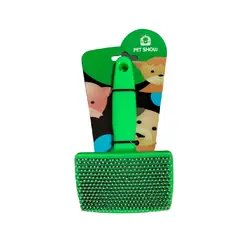 GENERICO - Cepillo carda rasqueta verde desenredante para perros chico