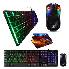 MICRONICS - Kit Gamer 3 En 1 Neon : Teclado + Mouse + Pad