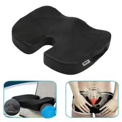 DAUER - Cojín de Asiento Ortopédico Viscoelástico Carbón de Bambú con Gel
