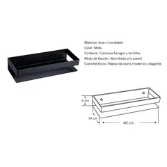 GENERICO - Repisa para Cocina Acero Inoxidable Negro mate