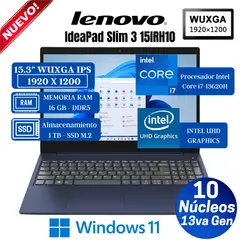 LENOVO - Laptop IdeaPad Slim 3 15IRH10 15.3" WUXGA IPS, Core i7-13620H, Ram 16GB, Ssd 1 TB, Win 11 Pro