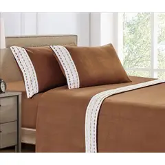 CASATEX - Juego de Sábanas Polar Bordada Ultra Suave 2 Plazas