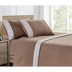 CASATEX - Juego de Sábanas Polar Bordada Ultra Suave 2 Plazas