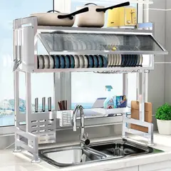 OEM - Escurridor Organizador de platos 2 nivel con tapa 85 cm - N