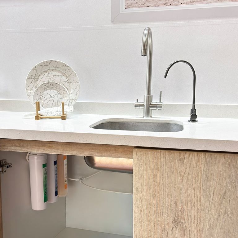Filtro Purificador de agua bajo lavadero 3 Etapas Edén EcoMAX Plomo Mate