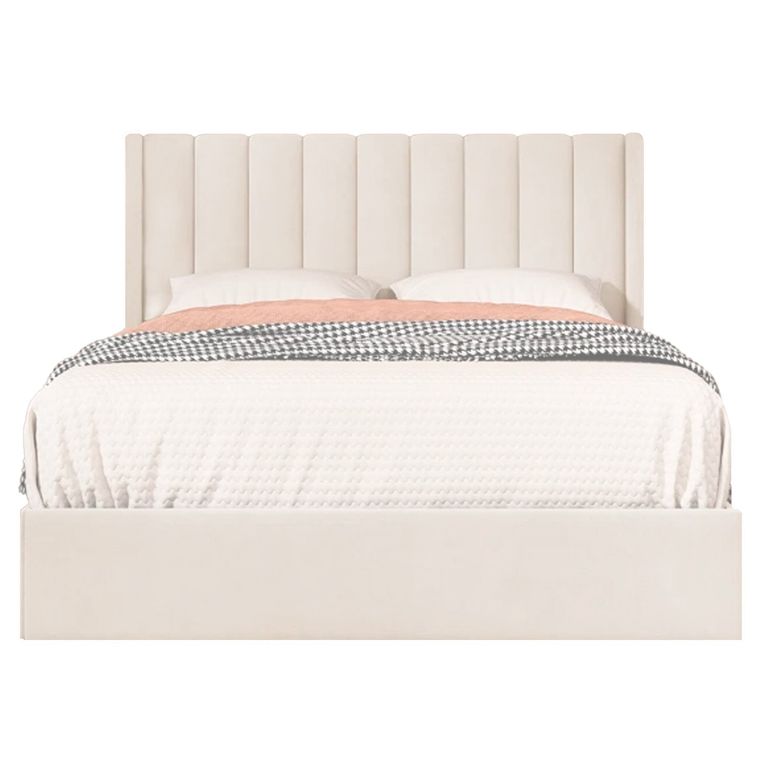Cama Tapizada Listón Perla 2 Plazas