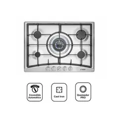 BOSCH - Cocina PGQ7G5B90L Empotrable a Gas 70 cm 5 Quemadores Acero