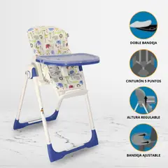 EVEZO - Silla de Comer Graduable para Bebé «NELLY» Blue