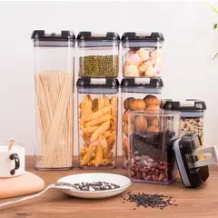 OEM - Set 7 Contenedores Frascos Tapa Negra Herméticos