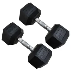 ATLETIS - Par de mancuernas hexagonales de caucho de 20kg