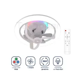 GENERICO - Ventilador de Techo Luz LED RGB 3 En 1 con Aromaterapia Giratorio 360°