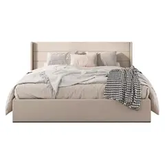 GENERICO - Cama Tapizada Listón Venus Beige 2 Plazas