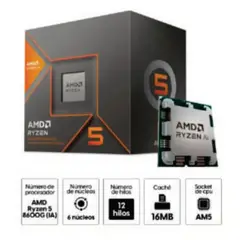 RYZEN - PROCESADOR AMD 5 8600G 4.3 GHZ 16MB AM5 AMD DDR5