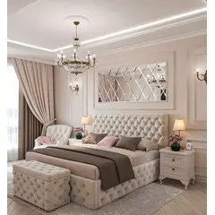 GENERICO - Cama Box Tarima + Cabecera Duque Beige 2 plazas