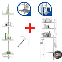OEM - Pack Estante de Baño + Esquinero 4 Niveles 3,20M