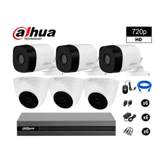 DAHUA - CÁMARAS SEGURIDAD KIT 6 HD 720P + CABLE HDMI OFERTA