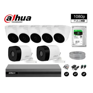 DAHUA - CÁMARAS SEGURIDAD KIT 7 FULL HD 1080P + DISCO 1TB COMPLETO