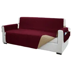 SALA FABULOSA - Protector de mueble impermeable 3-2-1 GUINDA reversible BEIGE