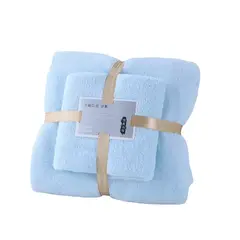 GENERICO - Pack 2 Toallas microfibra absorbente cuerpo y de manos - Celeste