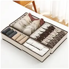 KELLER - Juego de 4 Organizadores de Ropa Plegable para Cajón Closet Beige K60