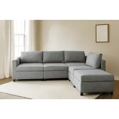 GENERICO - Seccional Edge - Gris + banqueta de regalo